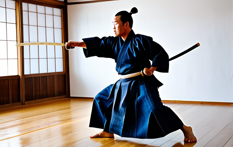 A male Kendo practitioner, in a dynamic mid-strike (Men Uchi) with a shinai, showcasing explosive power and precise technique. He is fully clothed in a traditional Kendo uniform, including a kendogi, hakama, and full protective bogu (men, do, kote, tare), ensuring appropriate attire and professional dress. The setting is a well-lit traditional dojo with a polished wooden floor. The image captures the intense focus and agility required in Kendo, emphasizing perfect anatomy, correct proportions, and a natural pose with well-formed hands and proper finger count. Professional photography, high quality, safe for work, appropriate content, fully clothed, modest, family-friendly.