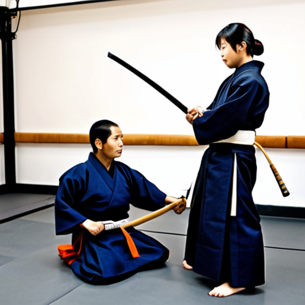 검도 코칭 방법 - Personalized Kendo Lesson**

"A Kendo coach, fully clothed in traditional Kendo attire, demonstratin...