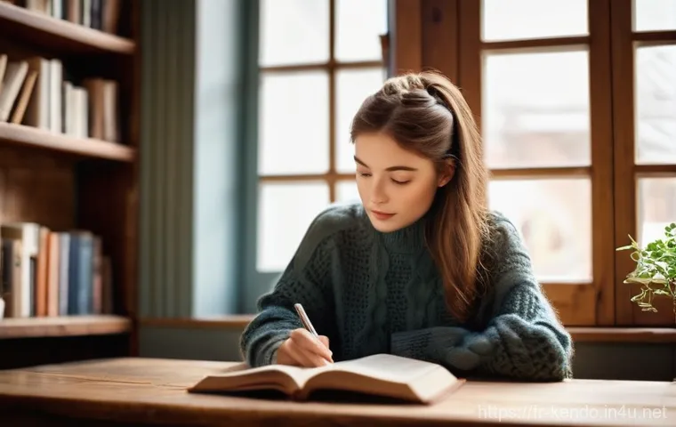 검도 검 추천 브랜드 - **Prompt 1: Cozy Cafe Reading Scene**
    "A young woman in her early twenties, with warm brown hair...