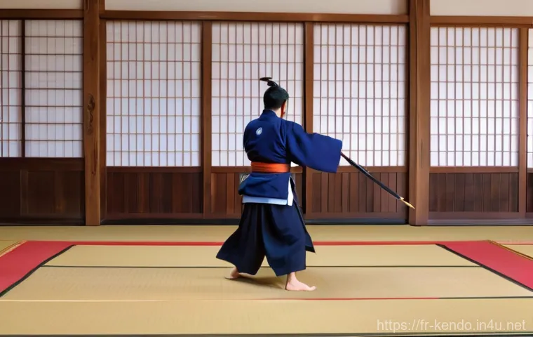 검도 심판 채점 기준 - **Prompt:** A close-up, action-packed shot capturing the raw energy of a Kendo *kiai* and *datotsu*....