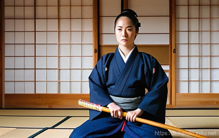 검도의 철학과 정신 - **Prompt 1: Serene Focus of a Female Kendoka**
    "A portrait of a young French woman in her mid-tw...