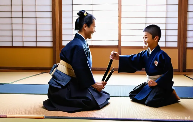검도 가족 수련 추천 - **Prompt 1: Intergenerational Kendo Practice**
    "A diverse family of three generations – a wise-l...