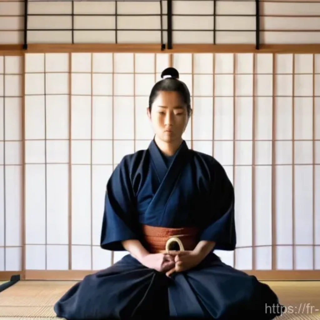 검도 다이어리 제작 - **Prompt:** A focused Kendo practitioner, gender-neutral and adult, dressed in full protective bogu ...