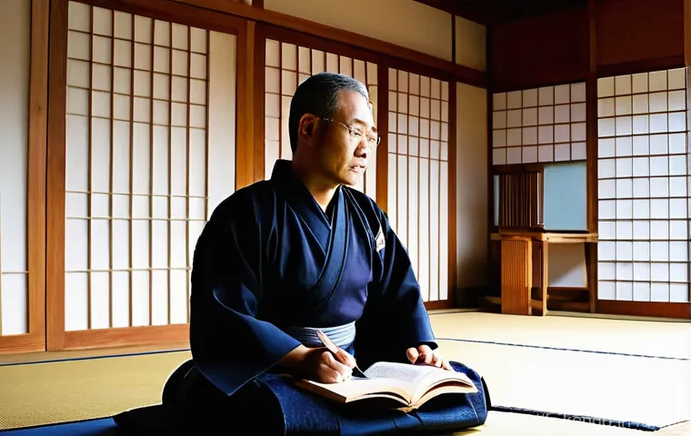 검도 다이어리 제작 - **Prompt:** A focused Kendo practitioner, gender-neutral and adult, dressed in full protective bogu ...